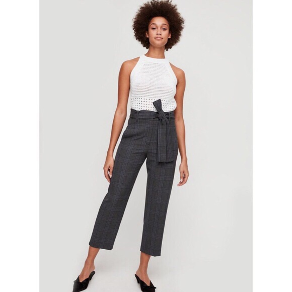 Aritzia Wilfred Tie Front Pants Size 4 Plaid